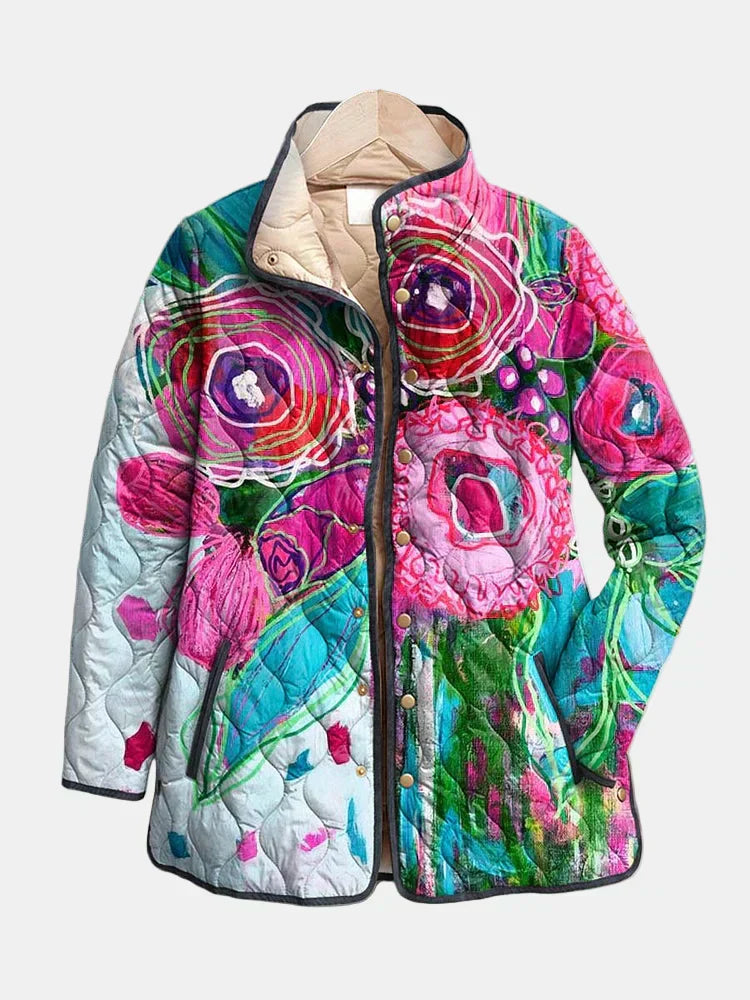 MODEGEIST Damen Leichte Jacke Blumenmuster Stickerei