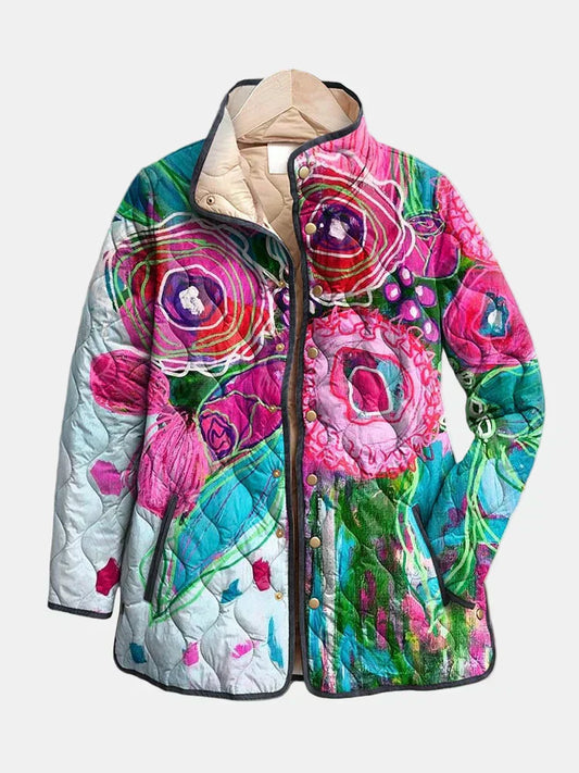 MODEGEIST Damen Leichte Jacke Blumenmuster Stickerei