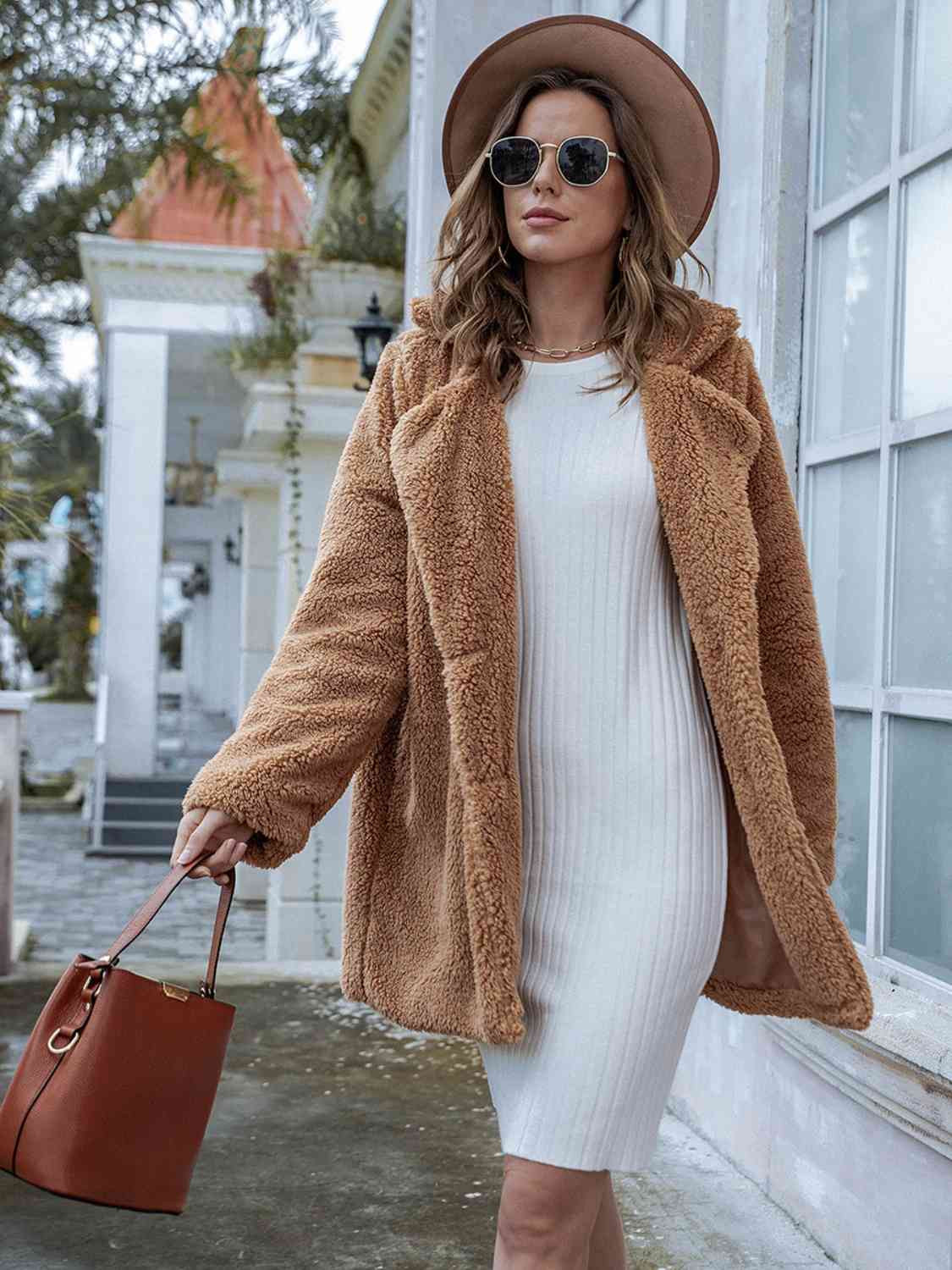 ModeGeist | Langarm Teddy Mantel mit Taschen