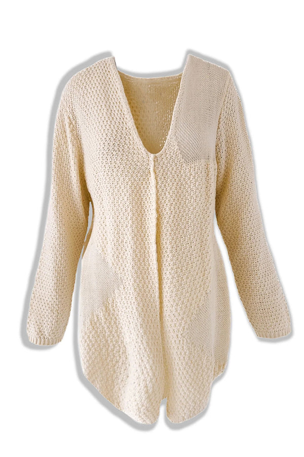ModeGeist | Strick-Mid-Length-Strickjacke mit langen Ärmeln