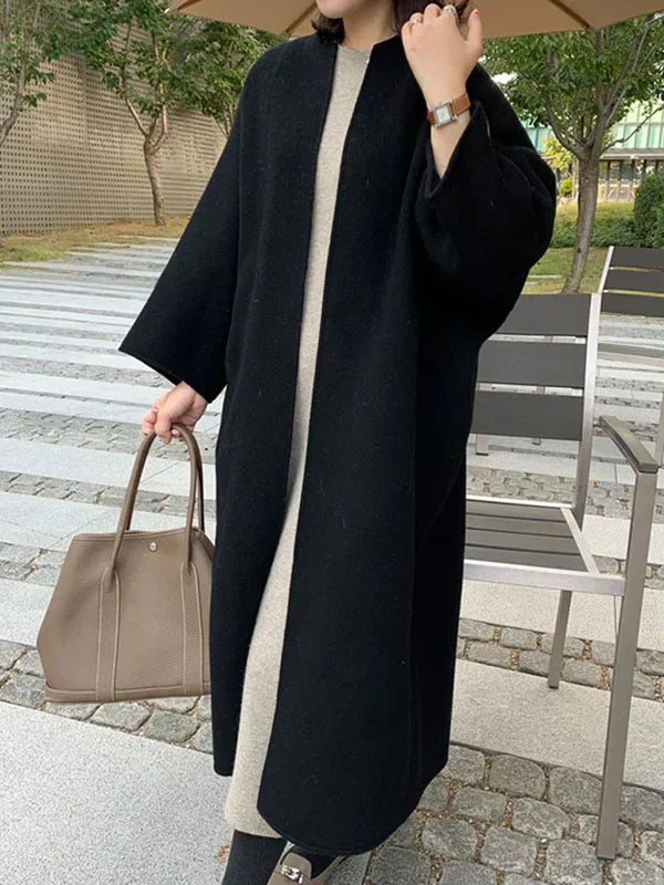 ModeGeist | Langer Kreuzschnitt Ohne Knöpfe für Damen Ideal für Den Winter