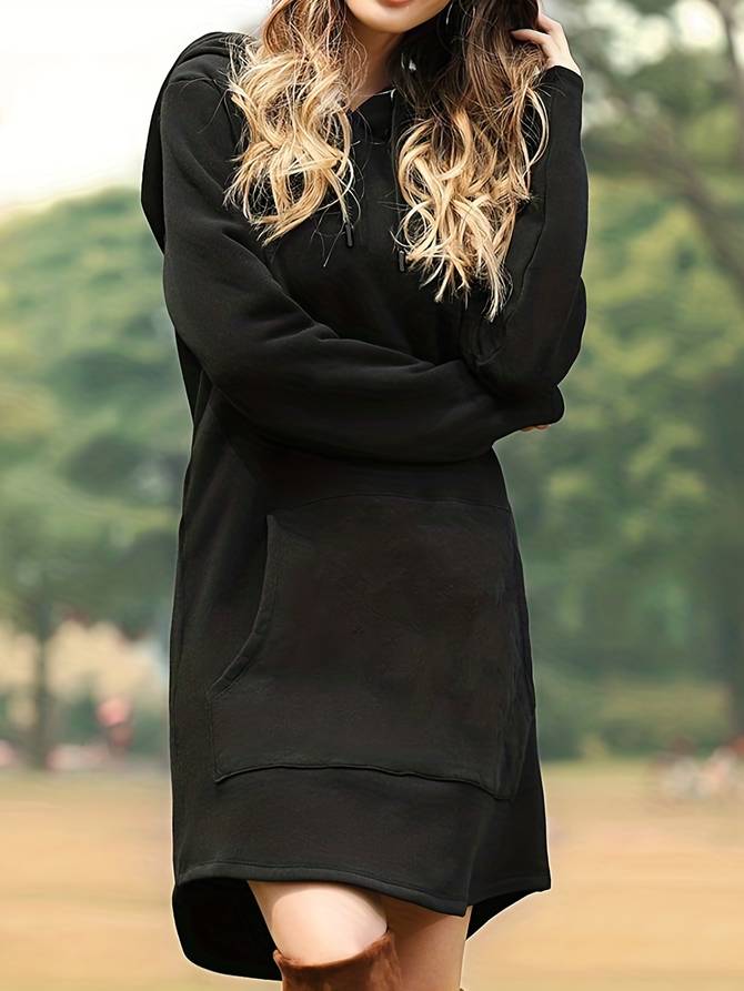 ModeGeist | Kapuzenpullover Kleid mit Kapuze und Kängurutasche