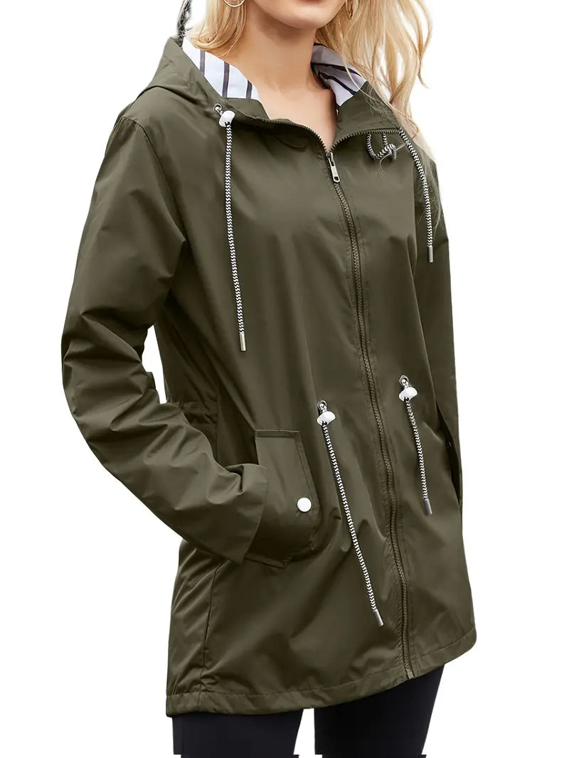 ModeGeist | Lässiger Wasserdichter Hoodie mit Langen Ärmeln, Knie-Lang für Frauen Perfekt für Herbst und Winter