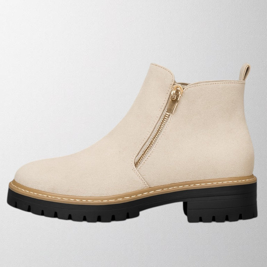 MODEGEIST Damen Schuhe Runde Spitze Seitlicher Reißverschluss