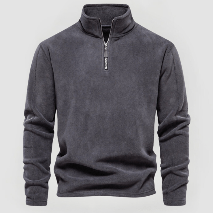 NORBERT: Fleece-Pullover mit 1/4-Reißverschluss