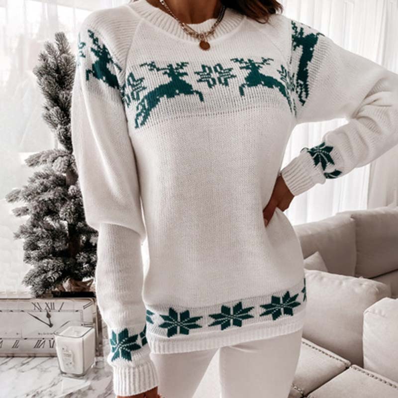 ModeGeist | Weihnachtlicher Strickpullover Mit Klassischem Print