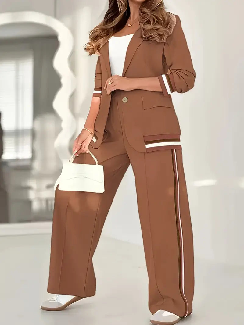 MODEGEIST Damen Lounge-Set Relaxed-Fit weicher Stoff Baumwolle Freizeitanzug