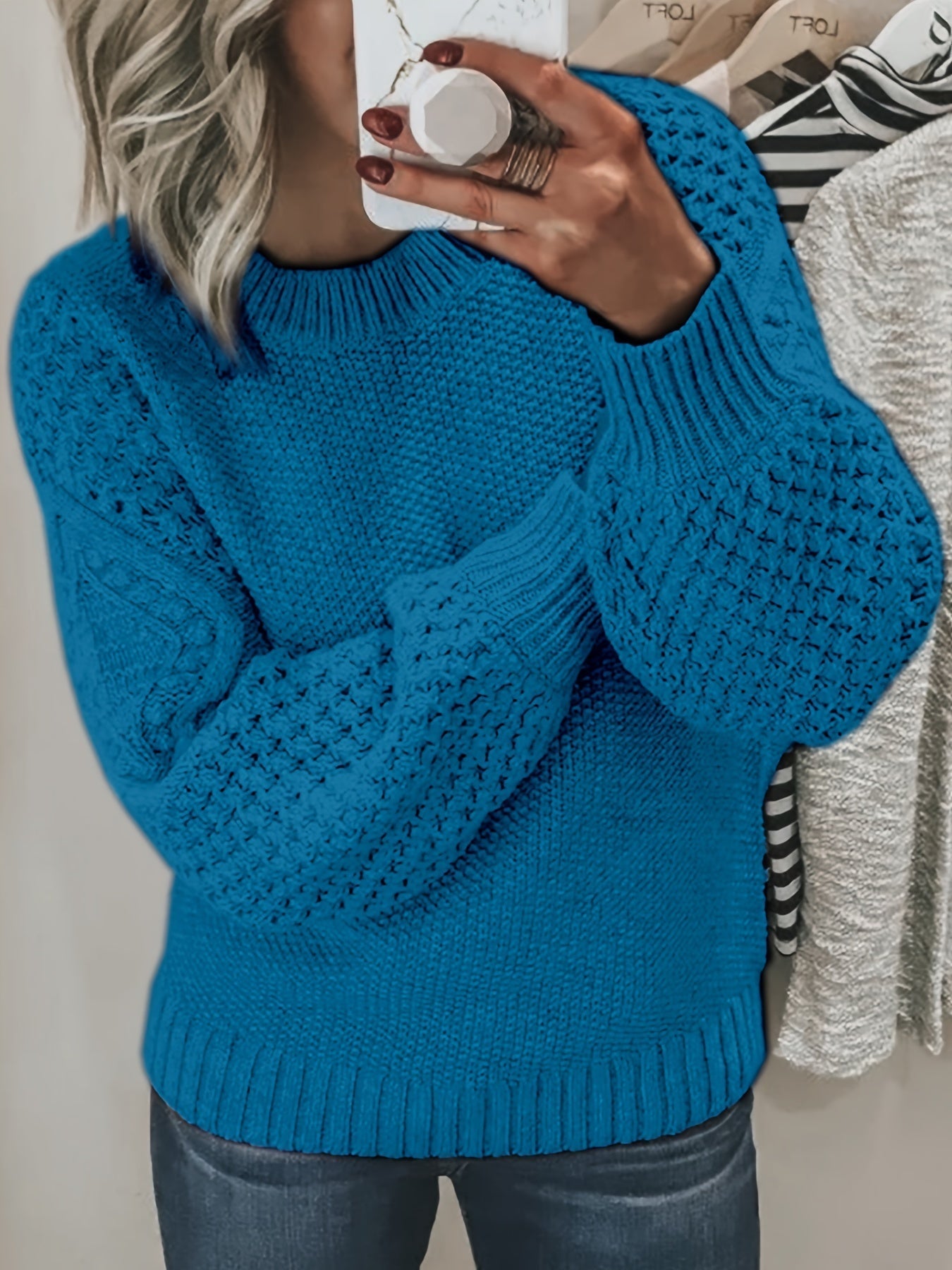 ModeGeist | Strickpullover mit Strukturärmeln Acryl Warm und Bequem