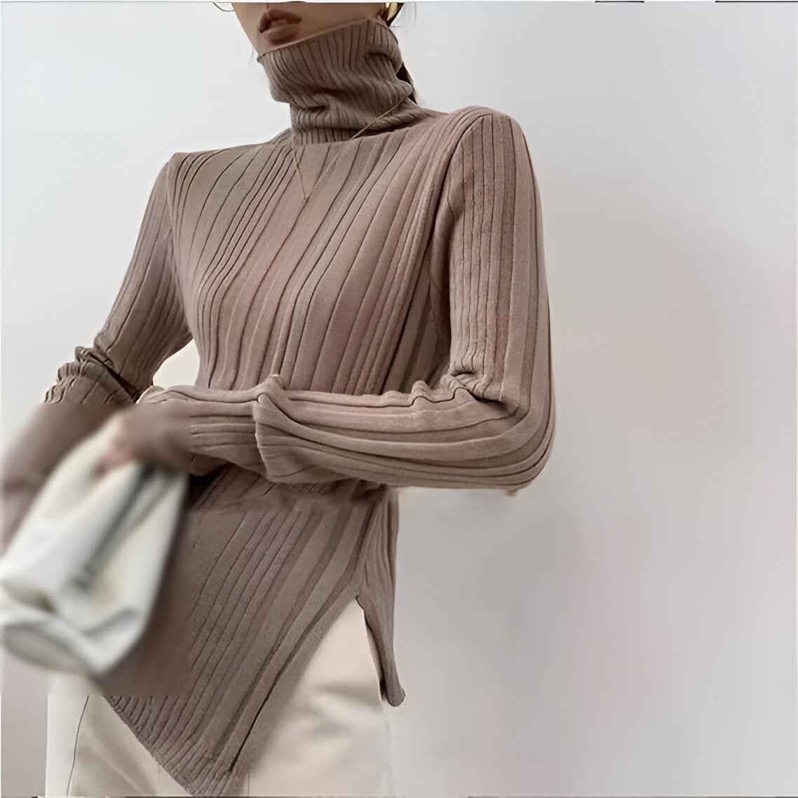 Damen Rollkragenpullover mit langen, weiten Ärmeln (Edina)