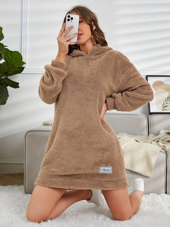 Kuscheliger Teddy-Kapuzenpullover für Damen, ideal für den Herbst