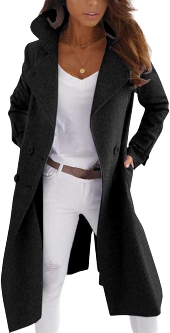 ModeGeist | Eleganter Frauen Wollmantel mit Knopfverschluss