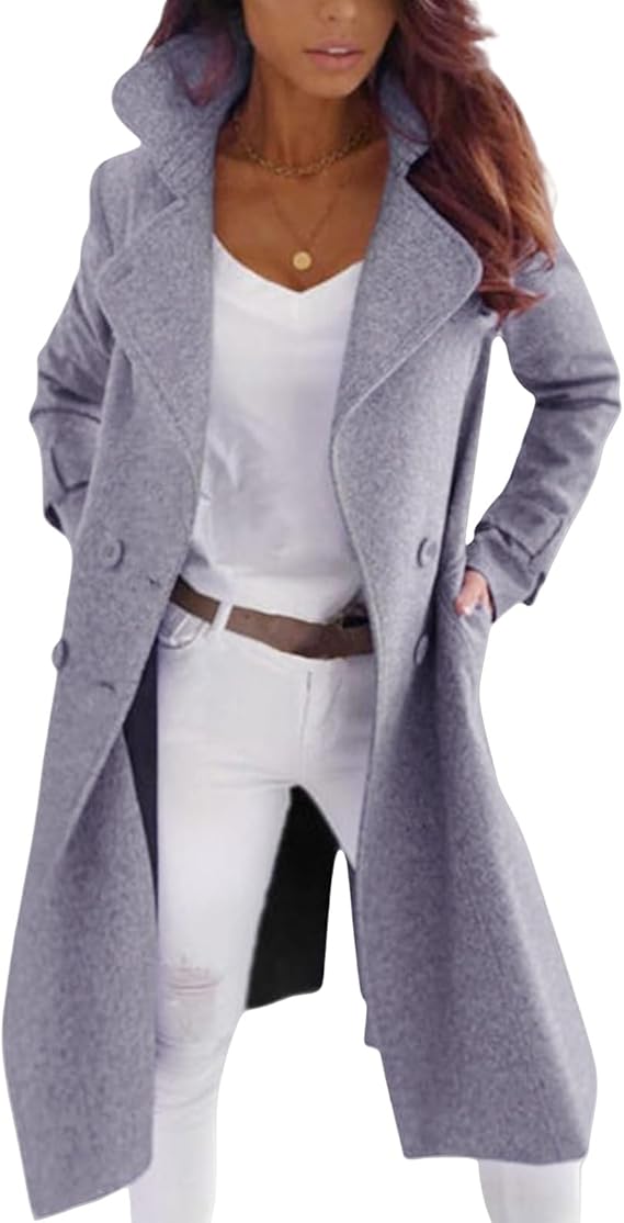 ModeGeist | Eleganter Frauen Wollmantel mit Knopfverschluss