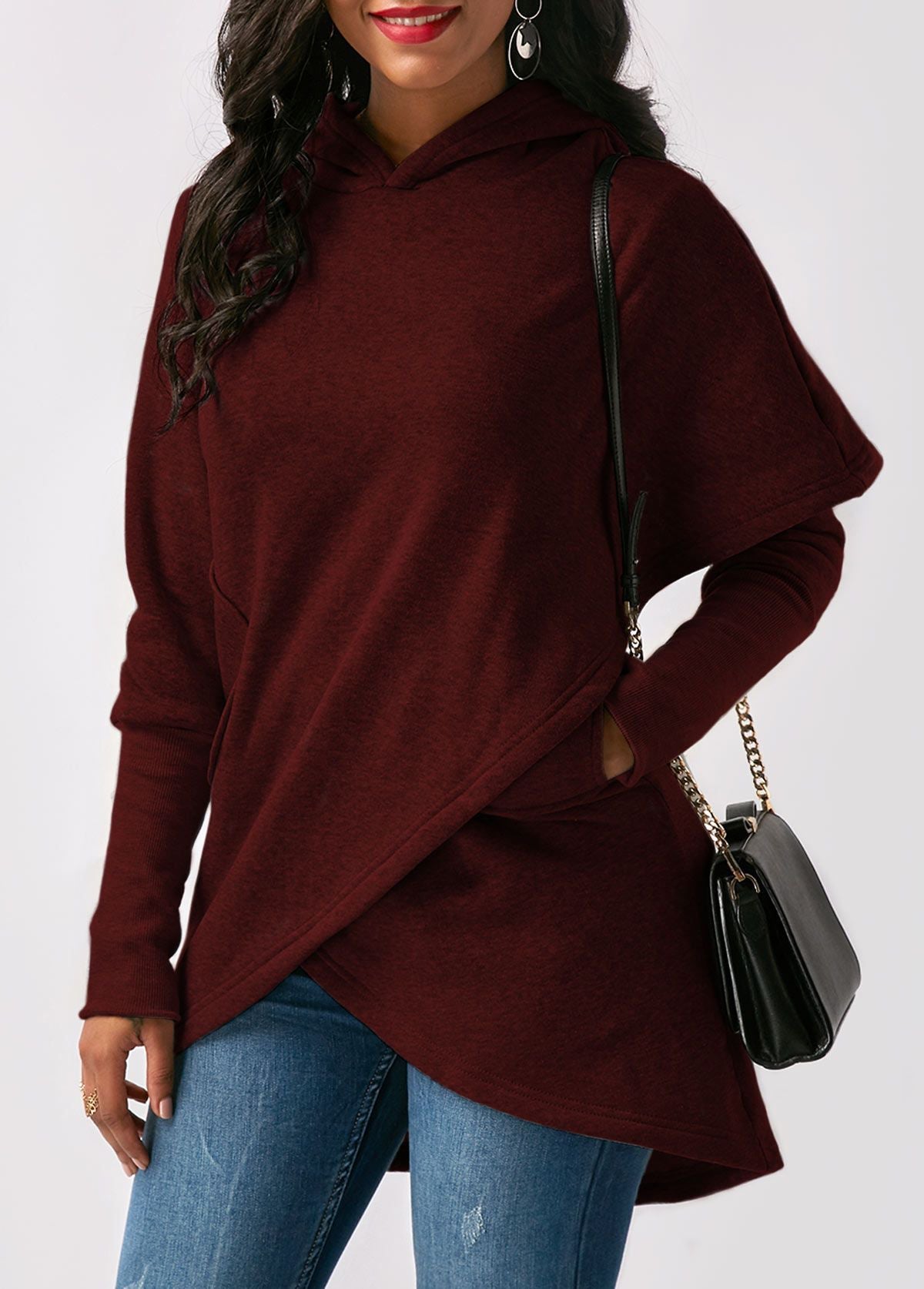ModeGeist | Hoodie - Damen Herbst Trendy Asymmetrischer Hoodie