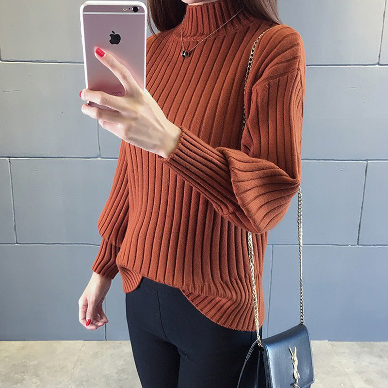 Damen Grobstrickpullover mit hochstehendem Kragen und strukturiertem Design ModeGeist
