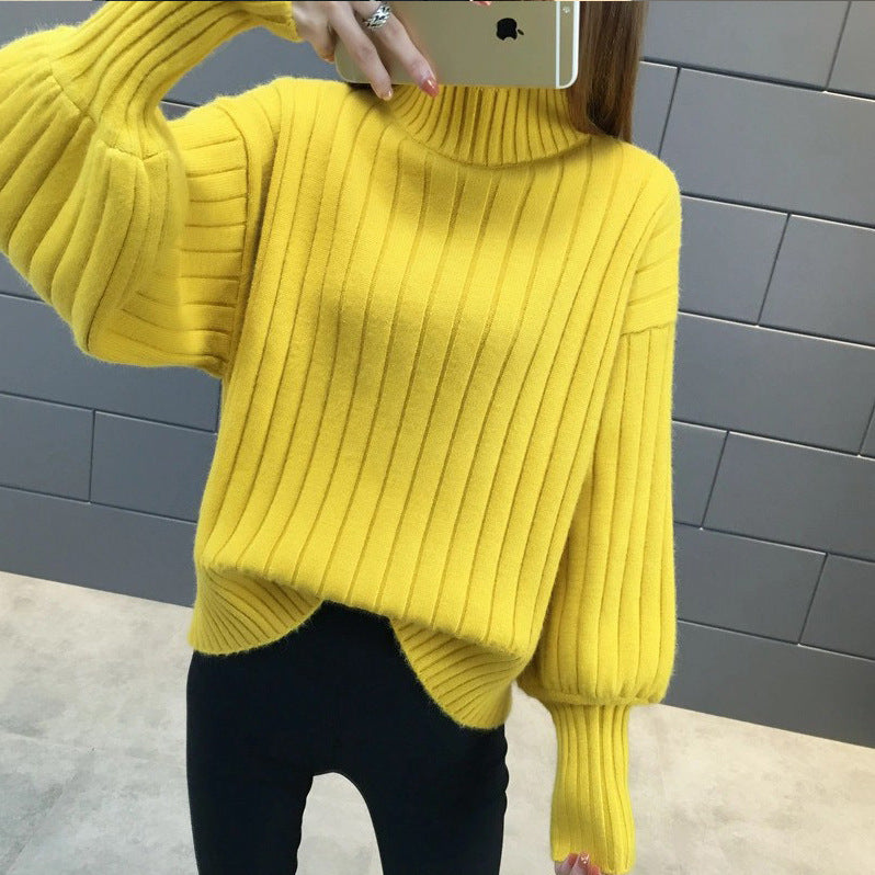 Damen Grobstrickpullover mit hochstehendem Kragen und strukturiertem Design ModeGeist