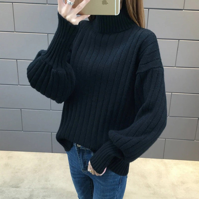 Damen Grobstrickpullover mit hochstehendem Kragen und strukturiertem Design ModeGeist