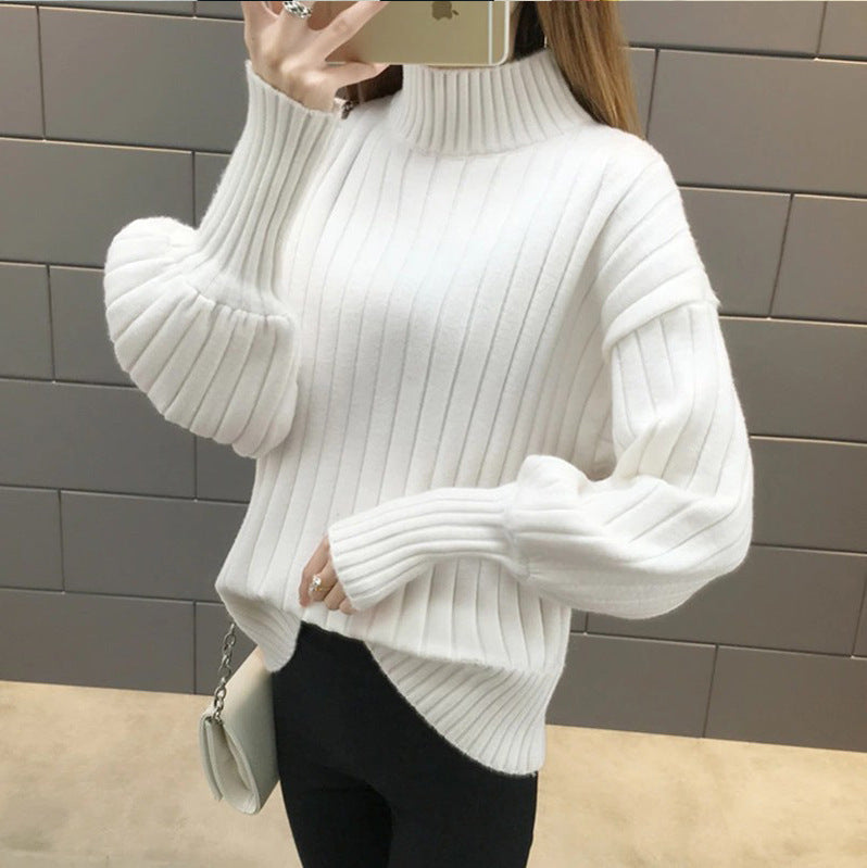 Damen Grobstrickpullover mit hochstehendem Kragen und strukturiertem Design ModeGeist