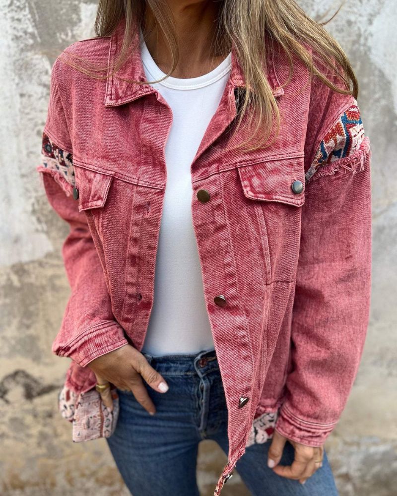 ModeGeist | Denim Patchwork Casual Jacke