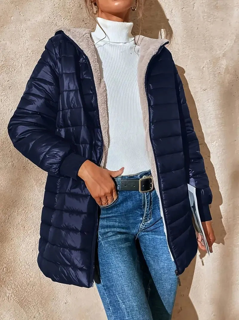 ModeGeist | Gepolsterte Jacke mit Fleece-Futter und Kapuze
