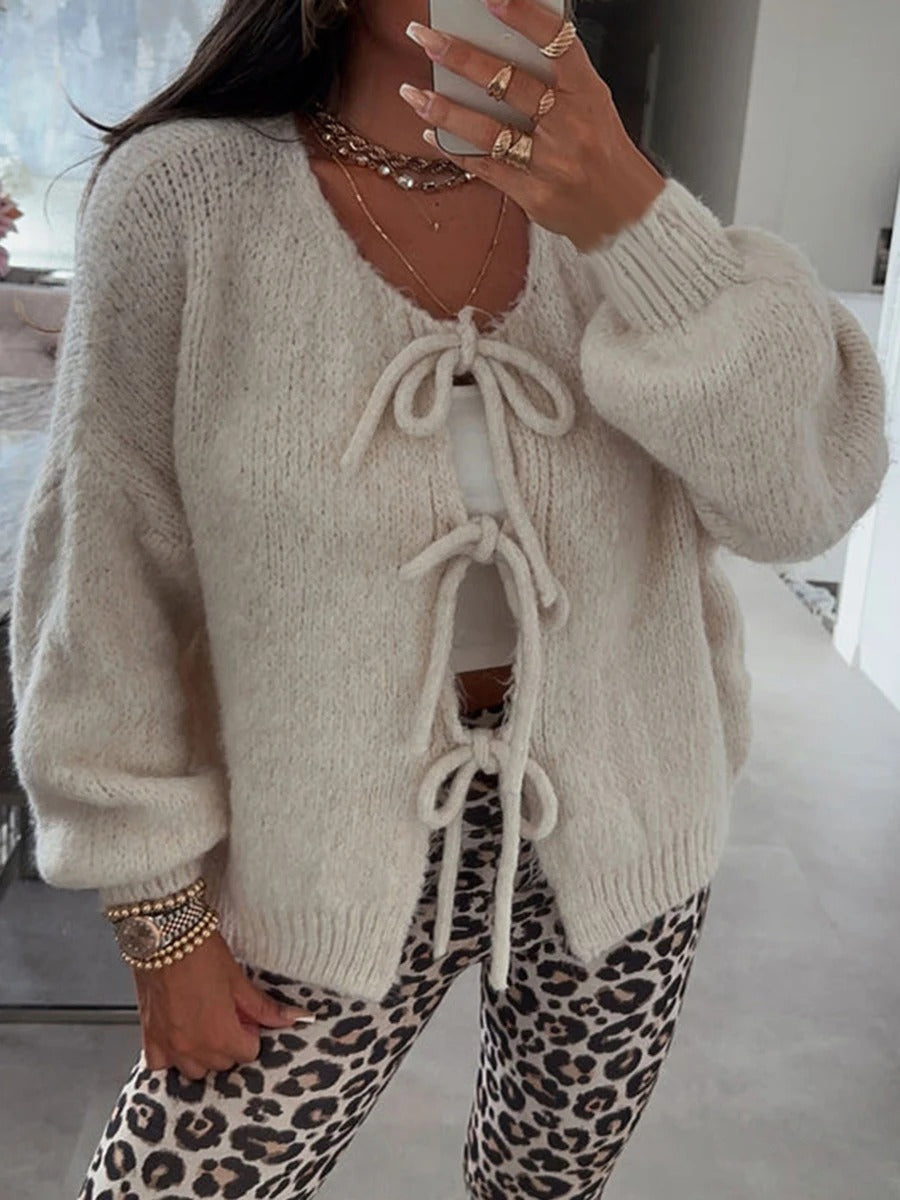 ModeGeist | Strickcardigan mit Schleifen Weich und Warm Trendy Look