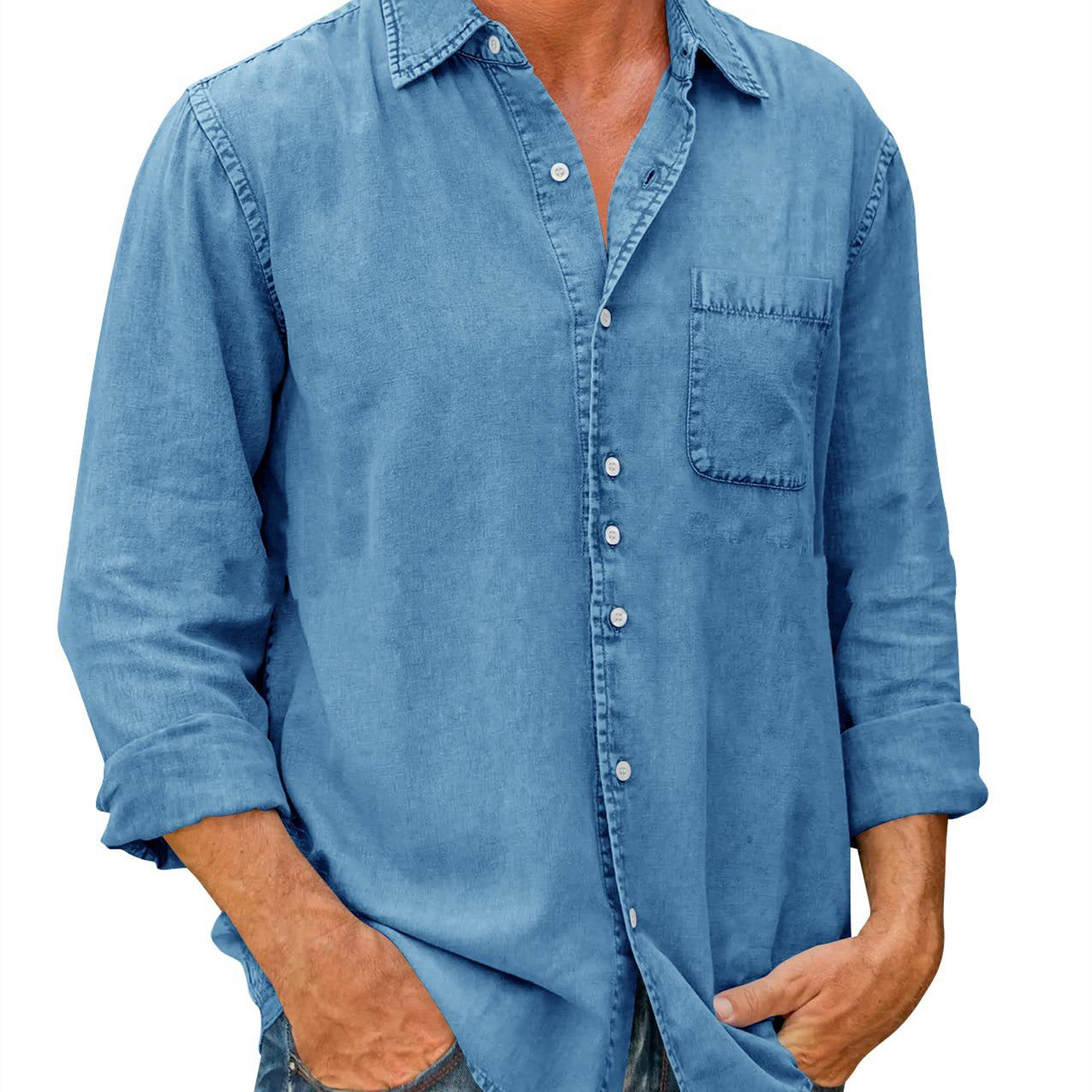 Herren Langarmhemd Bronislaw: Casual, unifarben