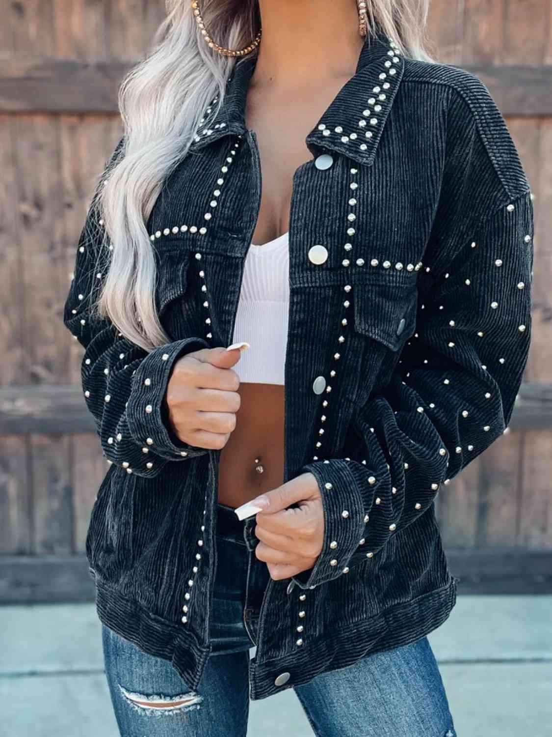 ModeGeist | Nietenkragenknopfhemdjacke