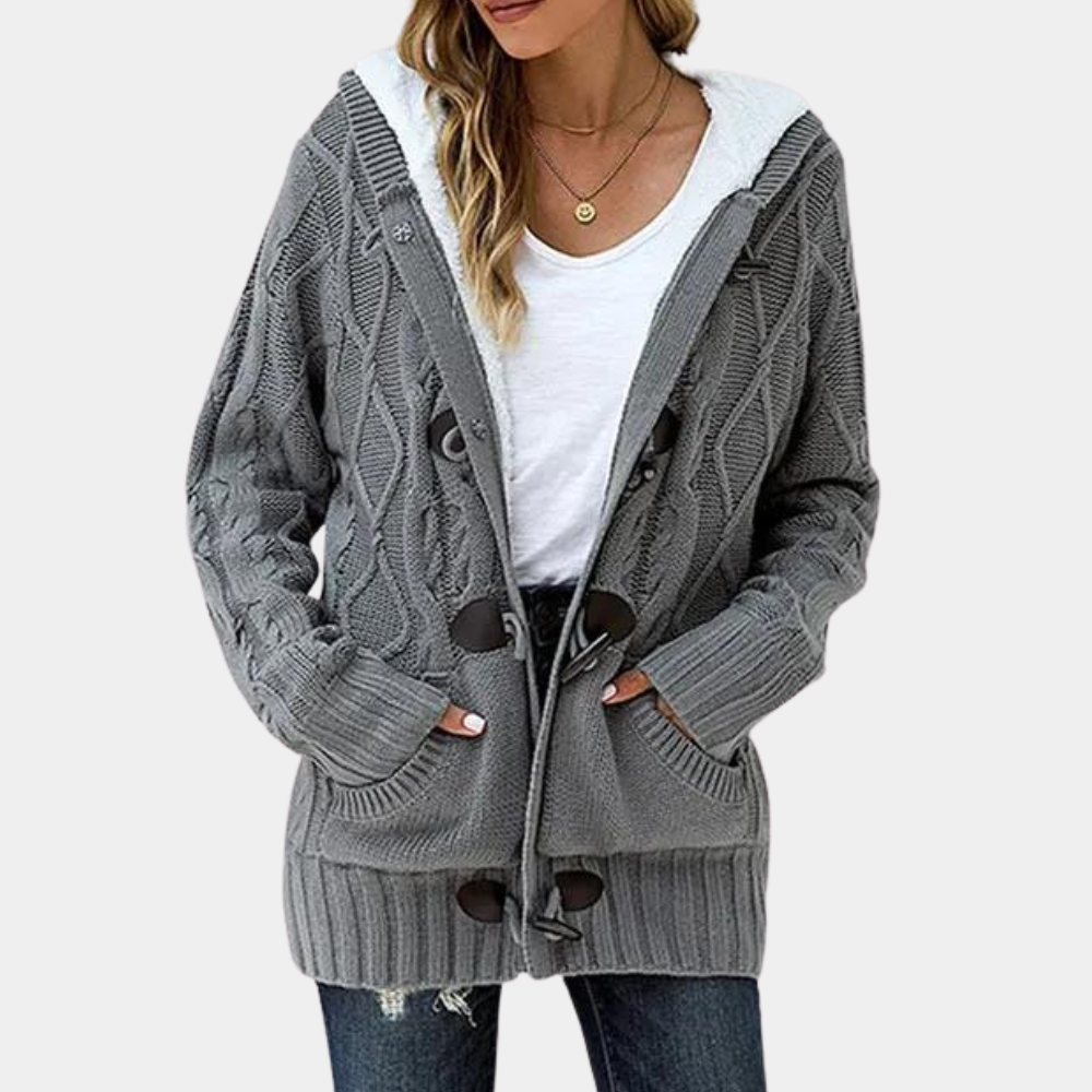 Komfortable Kapuzenstrickjacke für Damen von Fudus