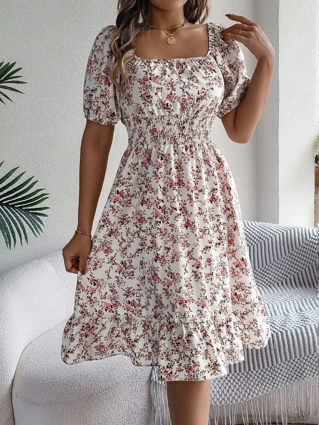 Mila® Puffärmeliges Blumenkleid