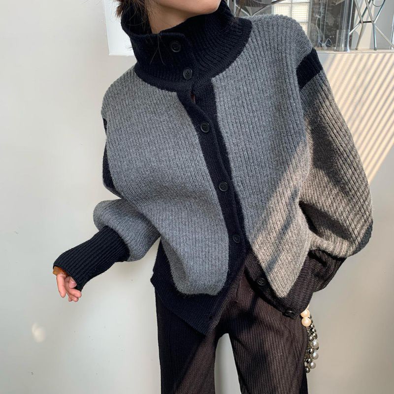 ModeGeist | Kontrast Strickcardigan Weich und Warm Moderner Stil