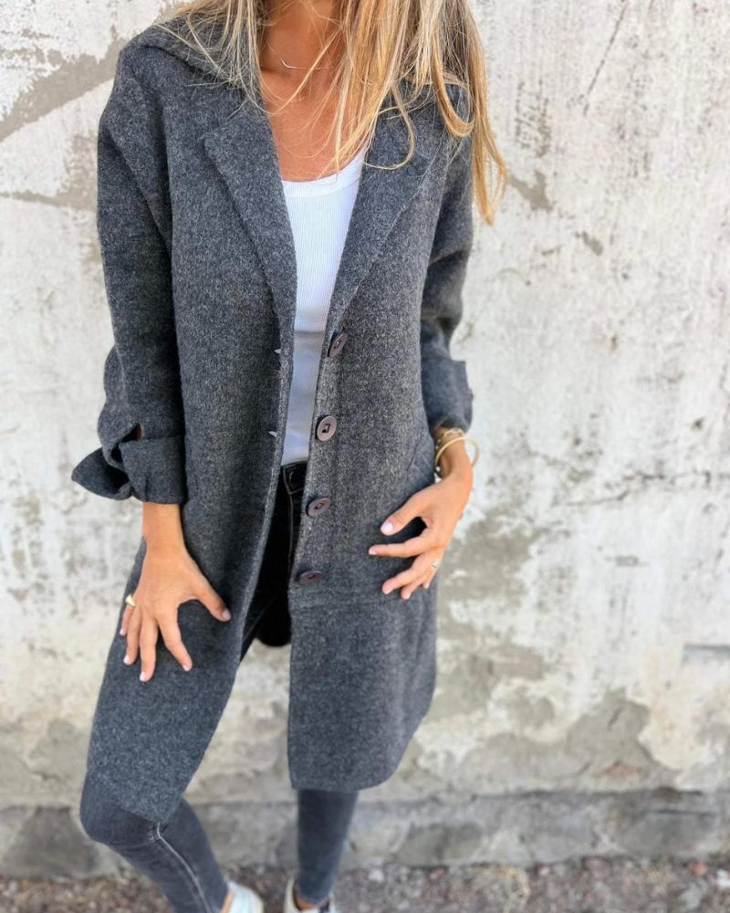 ModeGeist | Lässiger Langer Mantel mit Revers