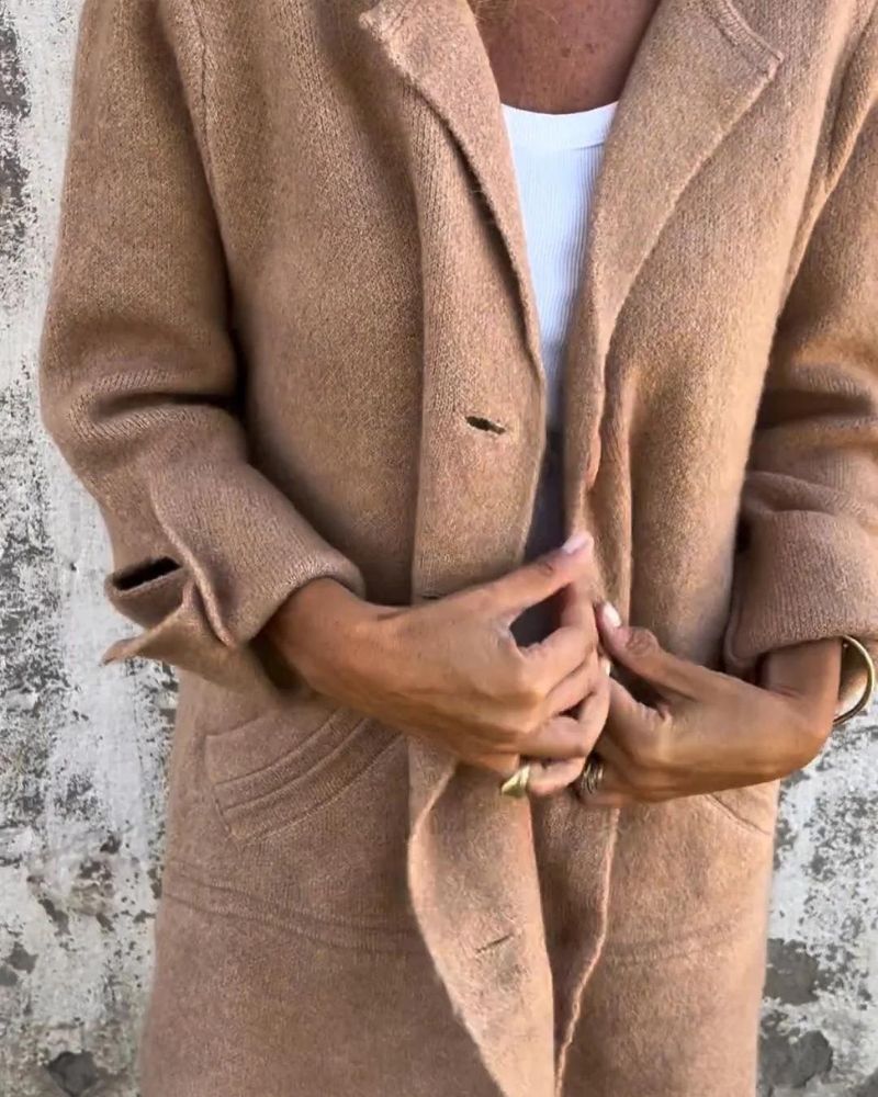 ModeGeist | Lässiger Langer Mantel mit Revers