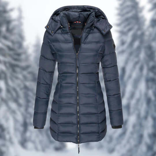 ModeGeist | Damen Mittellanger Wintermantel mit Abnehmbarem Kapuze