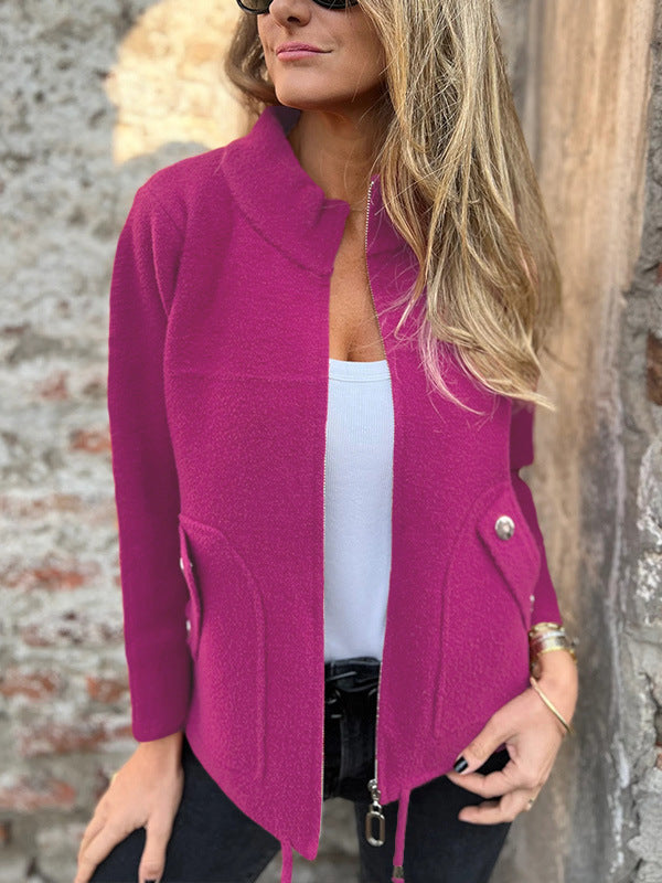 ModeGeist | Fleecejacke mit strukturiertem Stehkragen