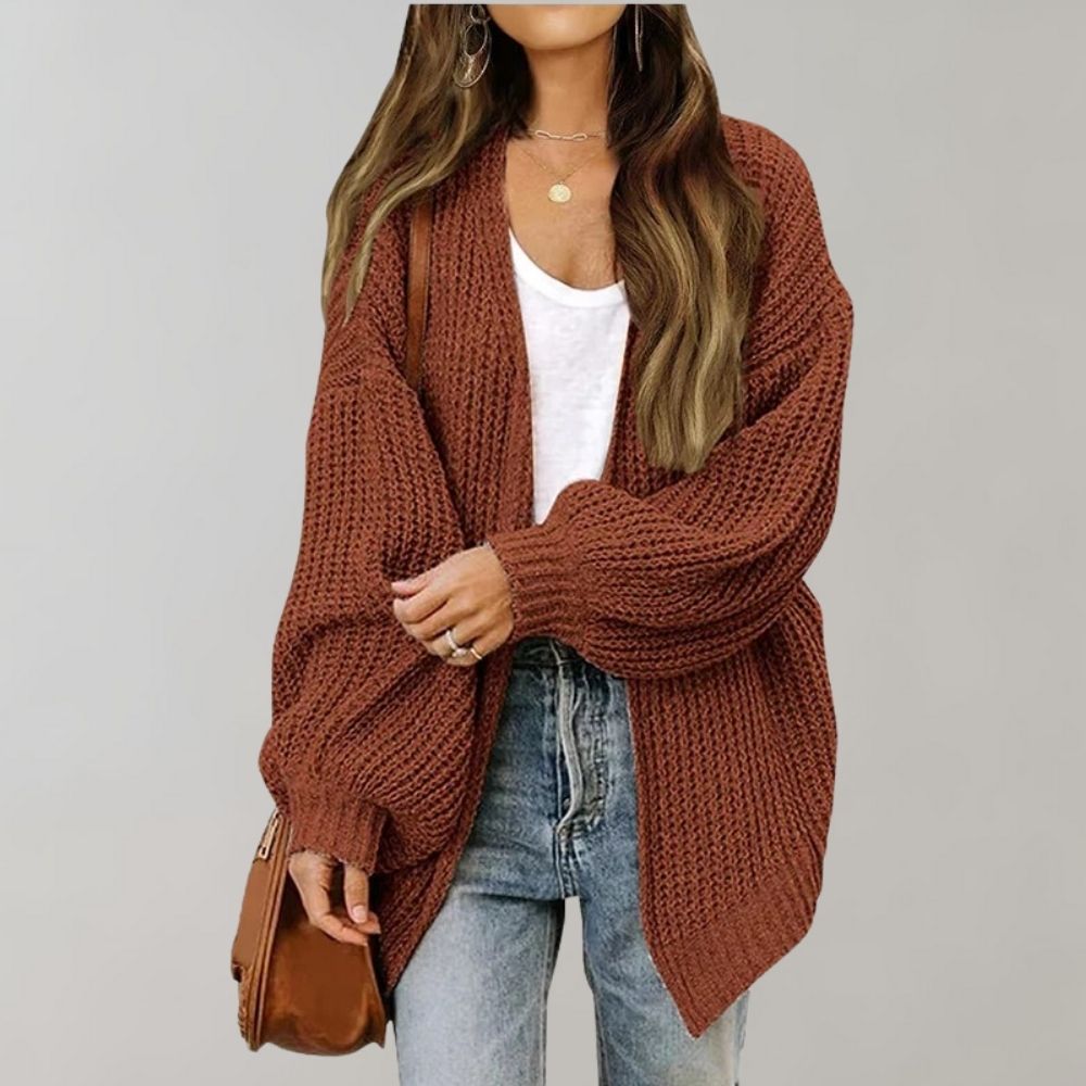 ModeGeist | Offene Strickjacke mit Bischofsärmeln