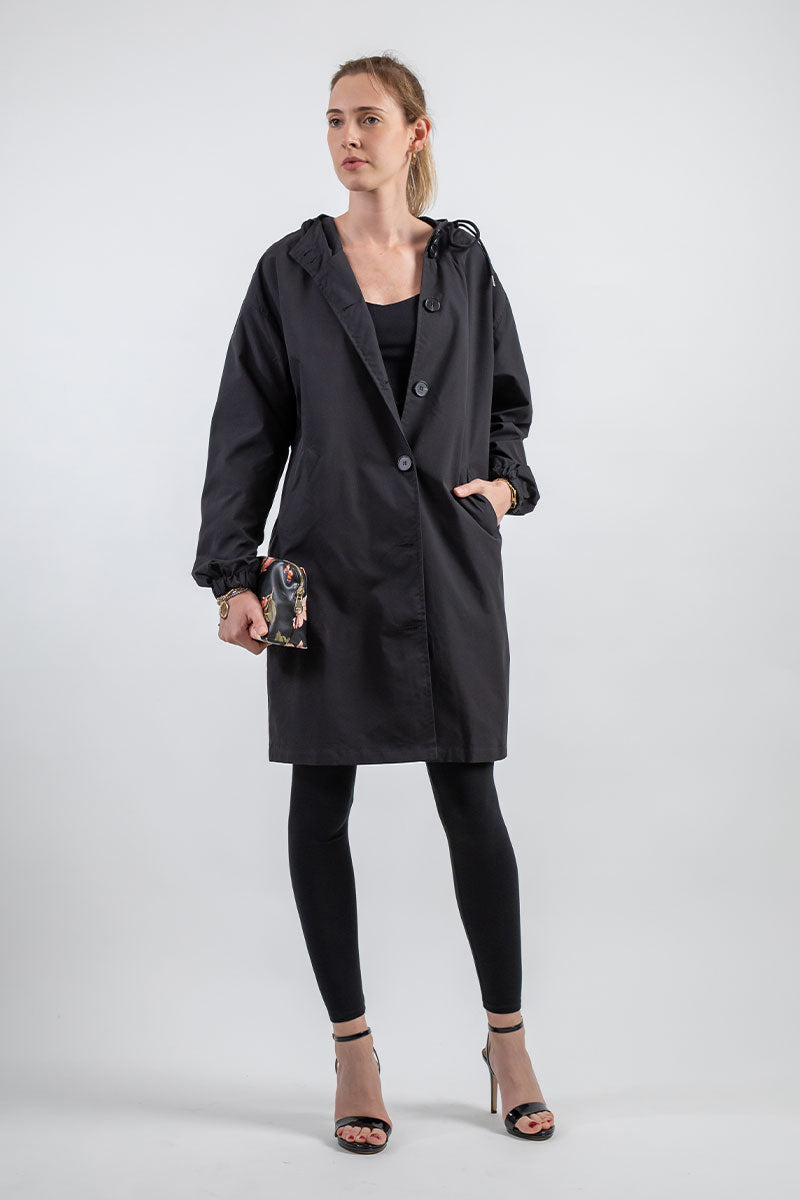 ModeGeist | Lässiger, Großer, Wasserdichter Mantel mit Kapuze und Windschutz für Frauen Perfekt für Herbst und Winter