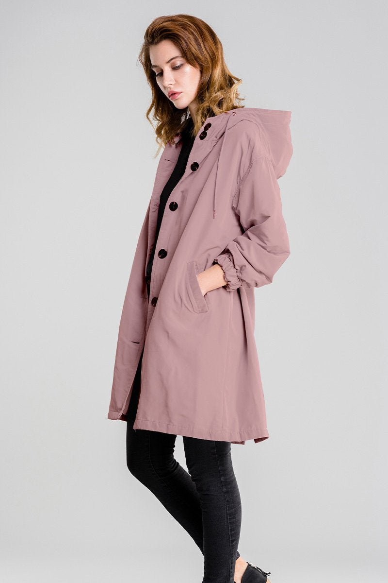 ModeGeist | Lässiger, Großer, Wasserdichter Mantel mit Kapuze und Windschutz für Frauen Perfekt für Herbst und Winter