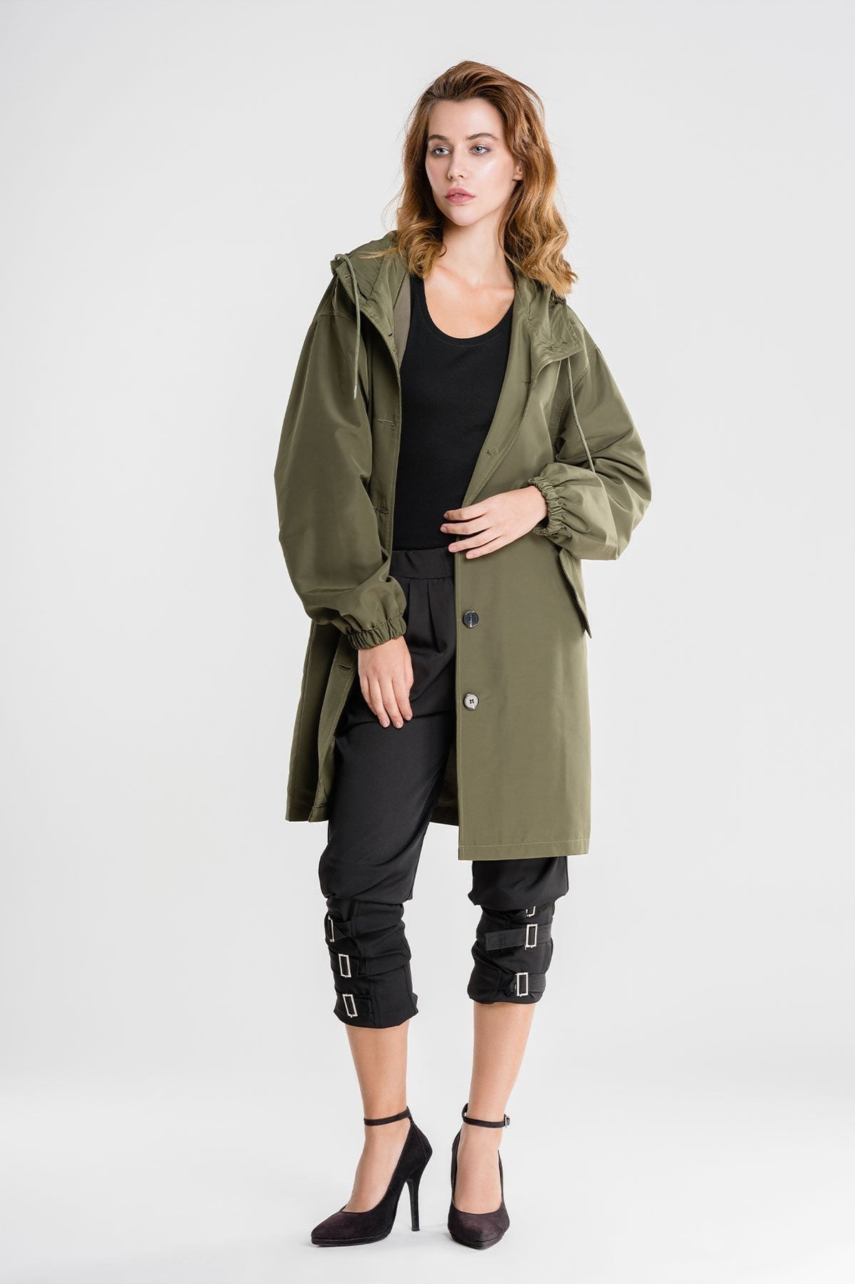ModeGeist | Lässiger, Großer, Wasserdichter Mantel mit Kapuze und Windschutz für Frauen Perfekt für Herbst und Winter