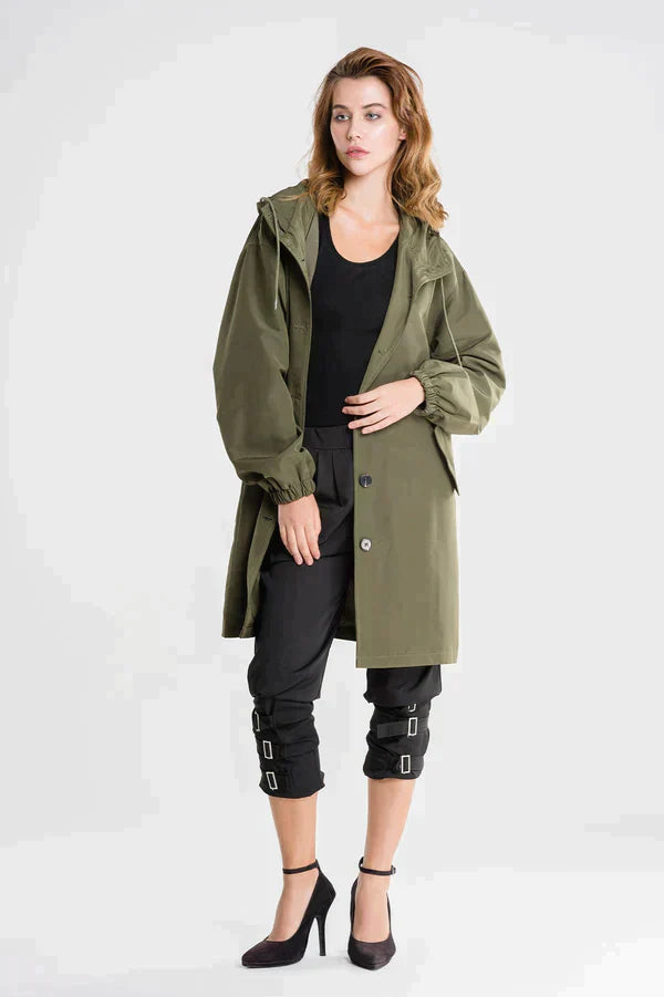 ModeGeist | Damen Wasserabweisende Jacke mit Knopfverschluss