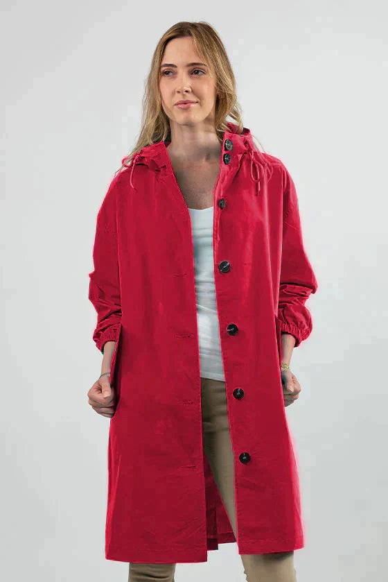 ModeGeist | Lässiger, Großer, Wasserdichter Mantel mit Kapuze und Windschutz für Frauen Perfekt für Herbst und Winter