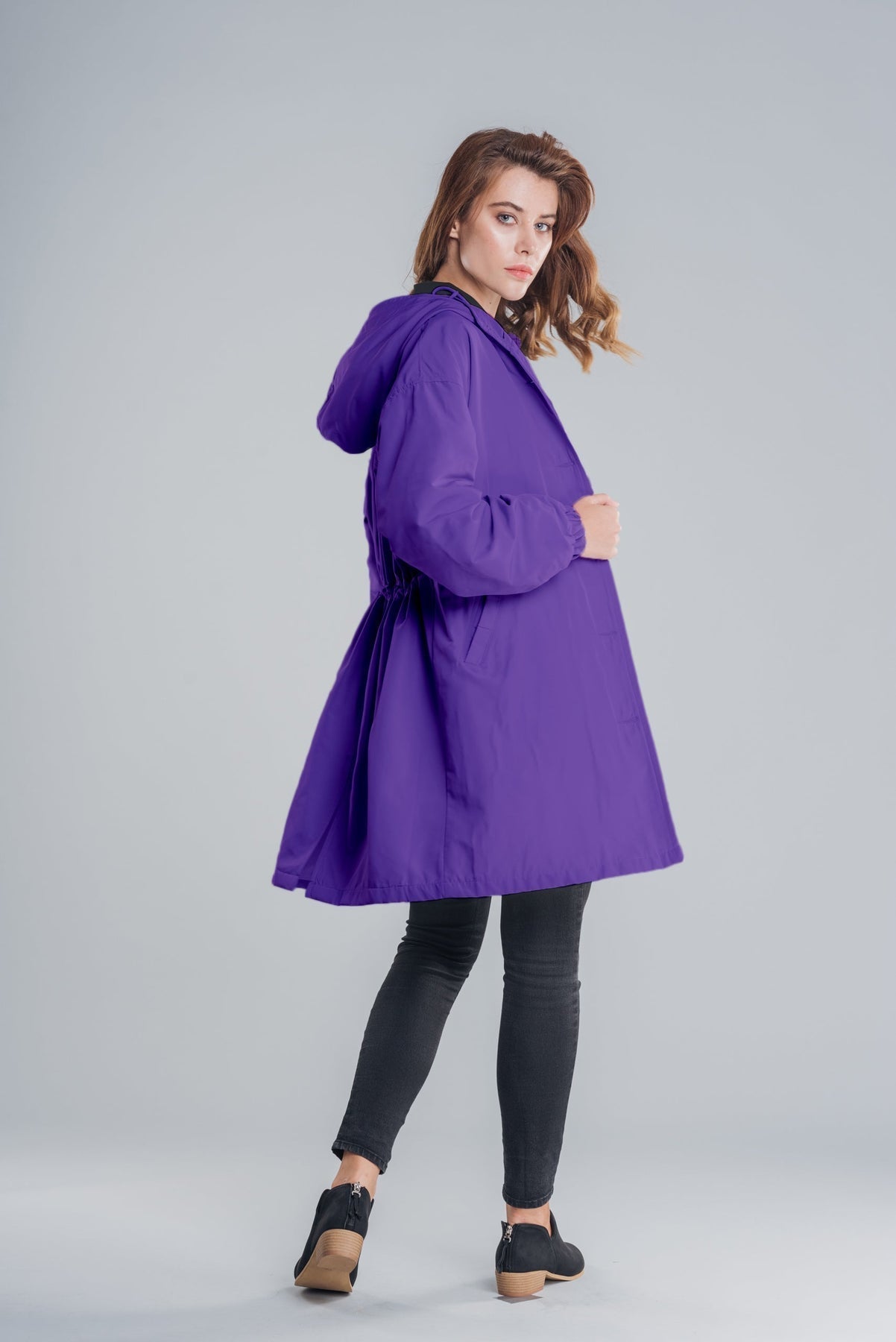 ModeGeist | Lässiger, Großer, Wasserdichter Mantel mit Kapuze und Windschutz für Frauen Perfekt für Herbst und Winter