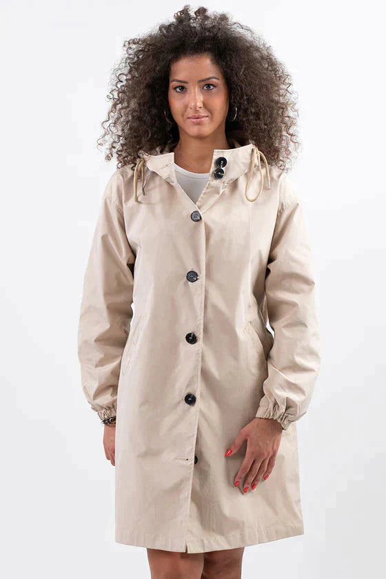 ModeGeist | Lässiger, Großer, Wasserdichter Mantel mit Kapuze und Windschutz für Frauen Perfekt für Herbst und Winter