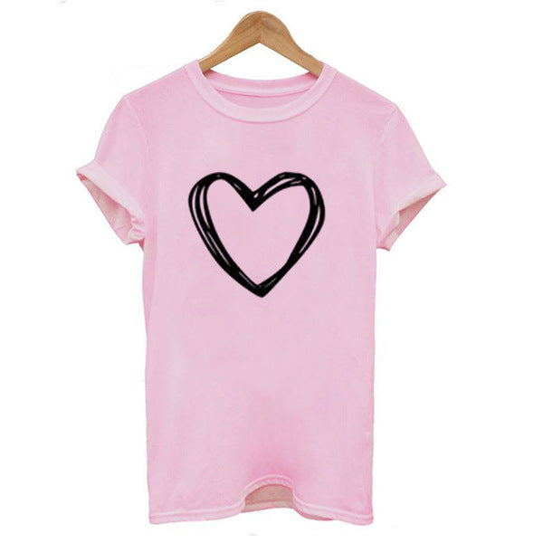Damen T-Shirt mit kurzen Ärmeln von Fudus, Herzmuster