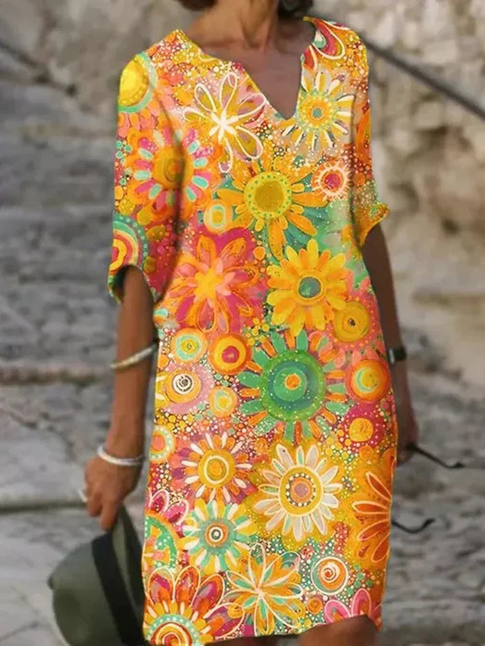 MODEGEIST Damen Abend-Kleid Blumenmuster figurschmeichelnd Bauchkontrolle