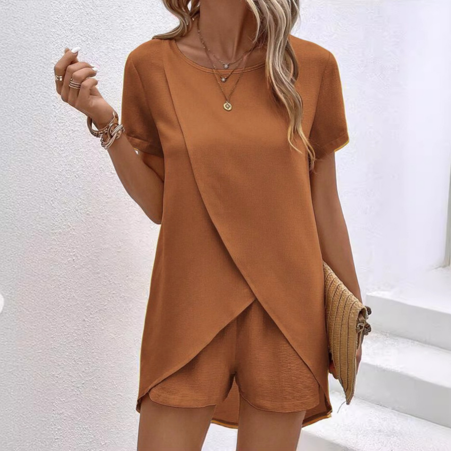 MODEGEIST Damen Sommer Lounge-Set Leichter Stoff Entspannte Passform
