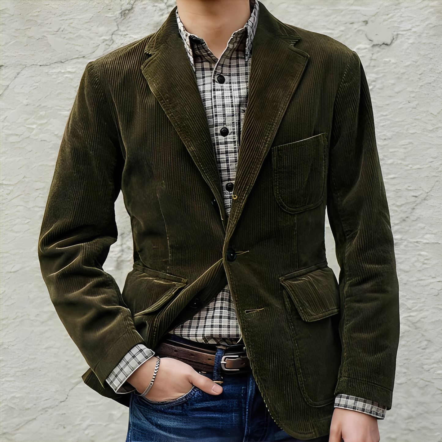 ModeGeist | Legere Wolljacke mit Taschen für Herren