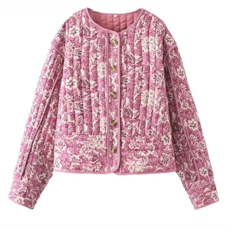 ModeGeist | Blümchen-Steppjacke Gefüttert Damen