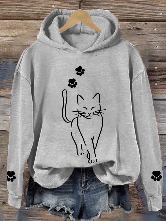 Damen-Katzenpullover im Lockeren Schnitt