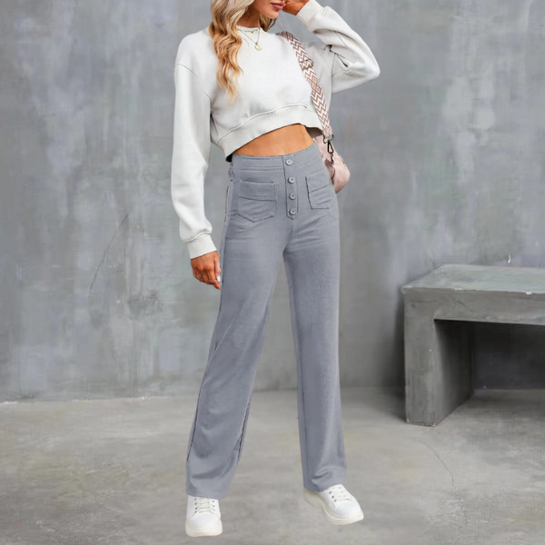 UNNA - Bequeme Hose mit hohem Bund und elastischem Bund