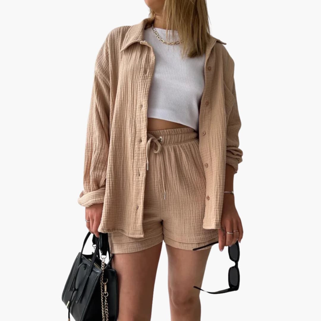 MODEGEIST Damen Leichtes Zweiteiler-Set Sommer