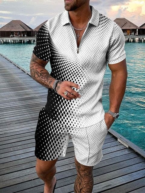 Stilvolles Herren Freizeit-Outfit mit buntem Druck